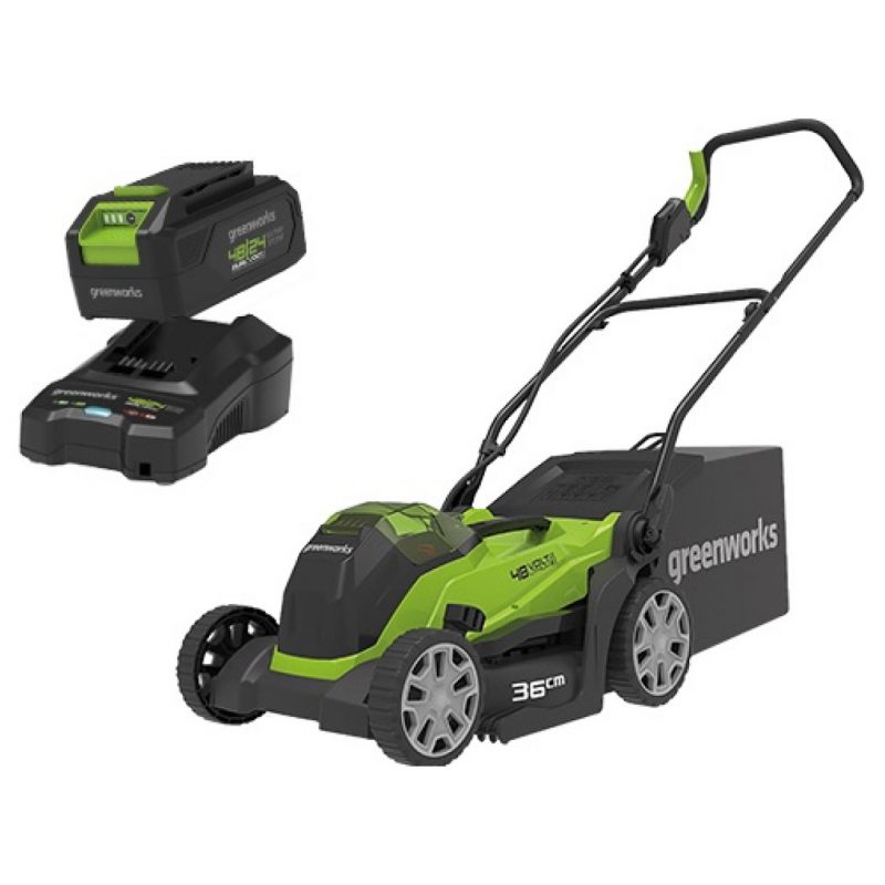 Greenworks Rasaerba a spinta 36cm G48LM36 - Con Kit Batteria 2 Ah e Caricabatterie - immagine 3