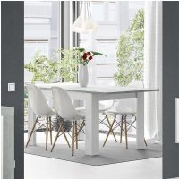 Tavolo allungabile Kendra 6 posti 140-190 cm cemento e bianco