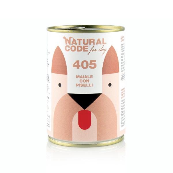 Natural Code Cibo umido per cani 405 Maiale con Piselli 400g