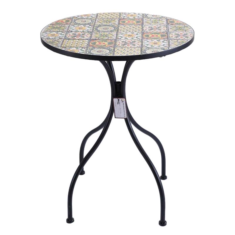 Tavolo metallo con piano in mosaico �.60xH.75 cm