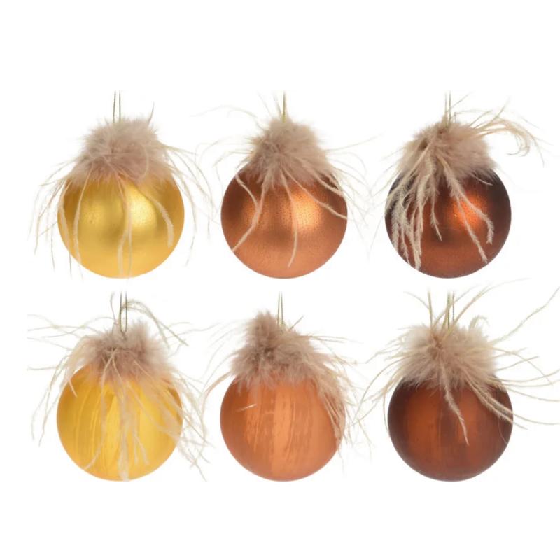 XMAS BALL WITH FEATHER 80MM
