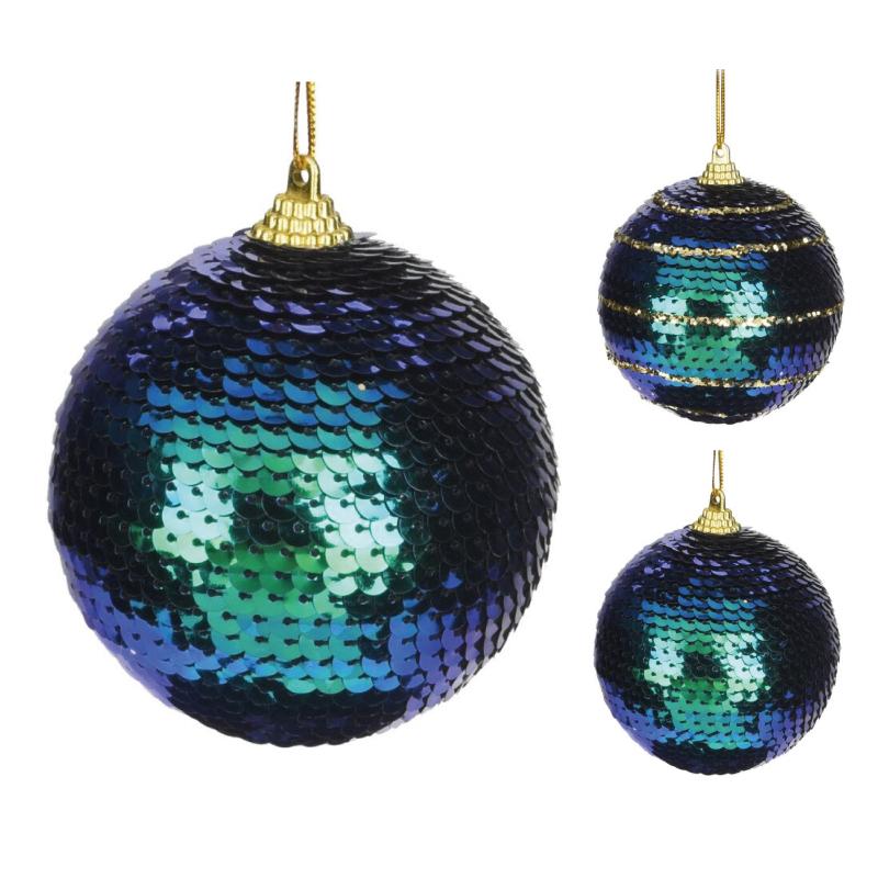 XMAS BALL WITH SEQUINS 8CM 2AS